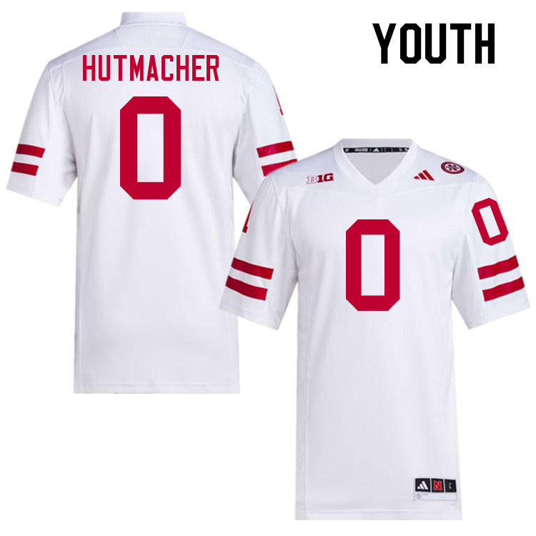 Youth #0 Nash Hutmacher Nebraska Cornhuskers College Football Jerseys Stitched Sale-White